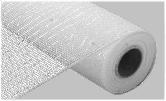 10"X10YD METALLIC MESH - WHITE WITH WHITE FOIL - RE1301R1