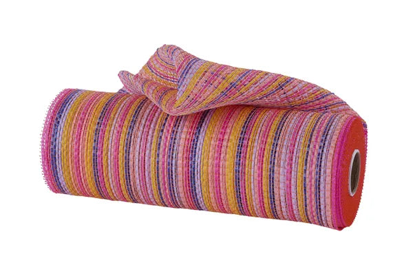 10"X10YD VERTICAL MULTICOLOR STRIPE MESH-PNK/YLW/BLUE/LVNDR/WHT-RE13691A