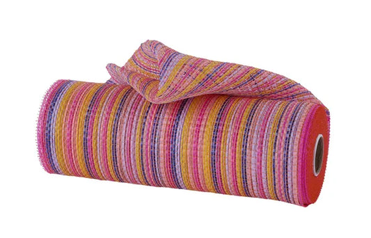 10"X10YD VERTICAL MULTICOLOR STRIPE MESH-PNK/YLW/BLUE/LVNDR/WHT-RE13691A