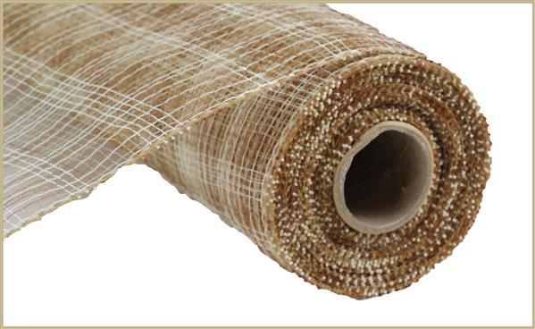 10"X10YD MULTI STRIPE MESH - IVORY/BROWN/NATURAL - RE1382NR