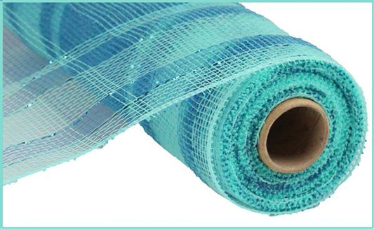 10"X10YD PLAID METALLIC MESH - TT AQUA/TURQ - RE1383RA