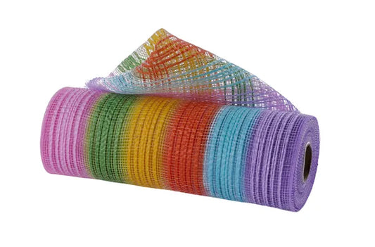 10" x 10yd Vertical Rainbow Stripe Mesh- Pink/Lime/Ylw/Org/Blu/Lav-RE13851R