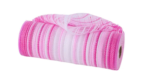 10"X10YD VERTICAL OMBRE STRIPE MESH-HOT PINK/PINK/WHITE-RE13861Y