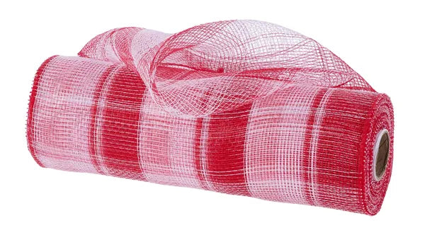 10.25"X10YD PLAID MESH-RED/WHITE/CLEAR-RE8413J2