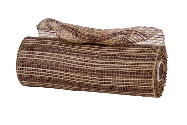 10"X10YD HORIZONTAL WIDE STRIPE MESH-NATURAL/DARK BROWN-RE8902TN