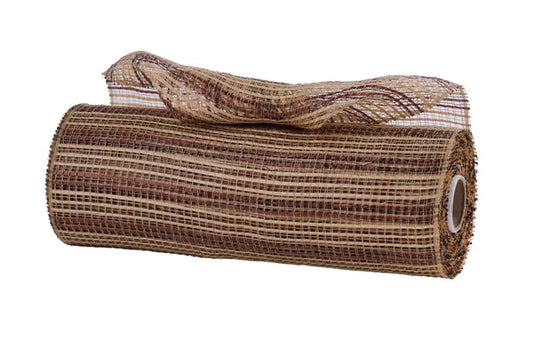 10"X10YD HORIZONTAL WIDE STRIPE MESH-NATURAL/DARK BROWN-RE8902TN