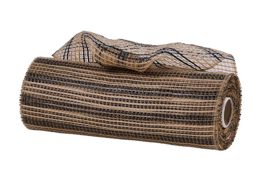 10"X10YD HORIZONTAL WIDE STRIPE MESH-NATURAL/BLACK-RE8902TR