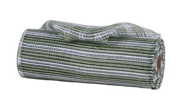 10"X10YD HORIZONTAL WIDE STRIPE MESH-SAGE/WHITE-RE8902TX