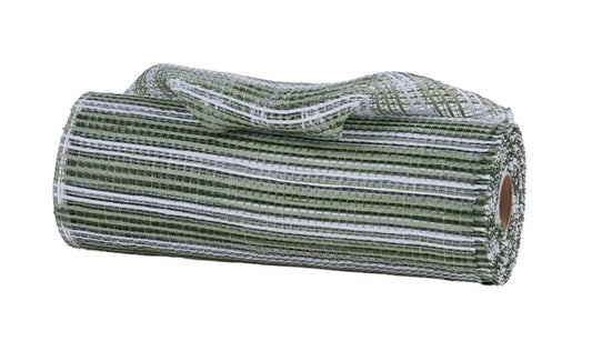 10"X10YD HORIZONTAL WIDE STRIPE MESH-SAGE/WHITE-RE8902TX