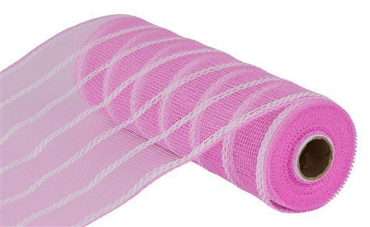 10"X10YD PINK AND WHITE VERTICAL WIDE STRIPE MESH - RE8903FX