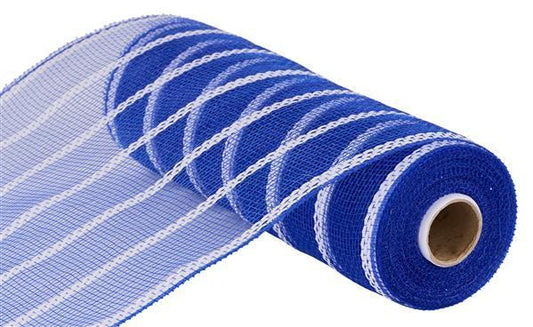 10"X10YD BLUE AND WHITE VERTICAL WIDE STRIPE MESH - RE8903N6