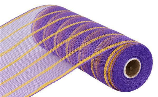 10"X10YD PURPLE AND YELLOW VERTICAL WIDE STRIPE MESH - RE8903WE