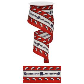 2.5"X10YD MISSISSIPPI FOOTBALL - WHITE/RED/BLUE - RG01479