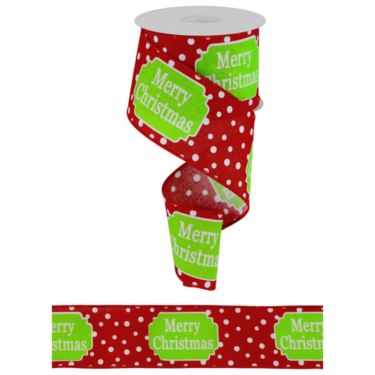 2.5"X10YD MERRY CHRISTMAS ON ROYAL - WHITE/RED/LIME - RG01771W7