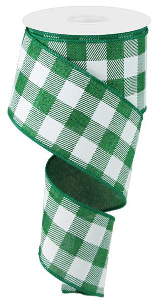 2.5"X10YD STRIPED CHECK ON ROYAL - EMERALD GREEN/WHITE - RG0180006