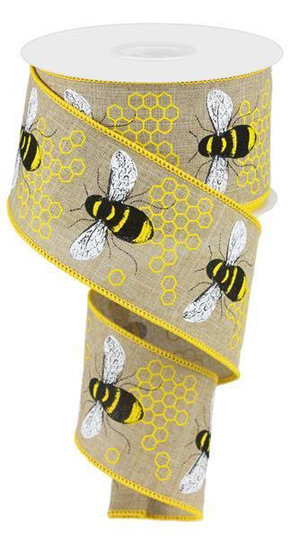 2.5"X10YD HONEY BEE ON NATURAL ROYAL - RG0195201