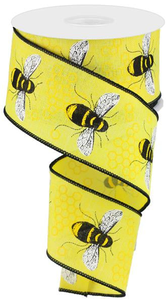 2.5"X10YD HONEY BEE ON ROYAL - YELLOW/BLACK - RG0195229