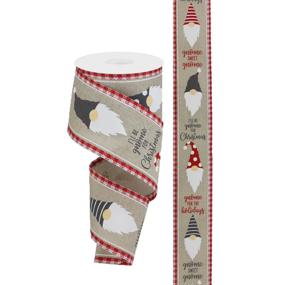 2.5"X10YD CHRISTMAS GNOME RYL/GINGHAM - LT NAT/RED/WHITE - RG0879818