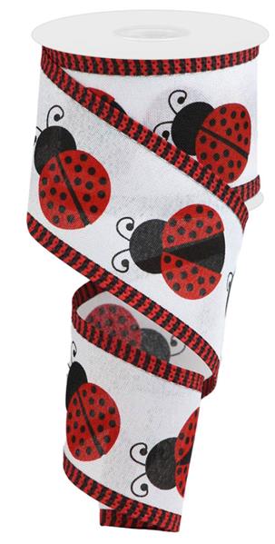 2.5"X10YD LADYBUG/THIN STRIPE - WHITE/BLACK/RED - RG08822MA