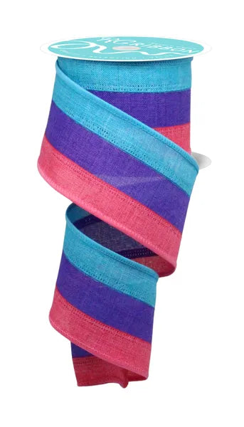 2.5"X10YD 3 COLOR 3-IN-1 ROYAL BURLAP-HOT PINK/PURPLE/TURQUOISE-RG1604FC