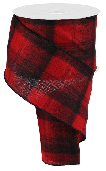 4"X10YD WOVEN FADED FUZZY CHECK - RED/BLACK - RGA1080