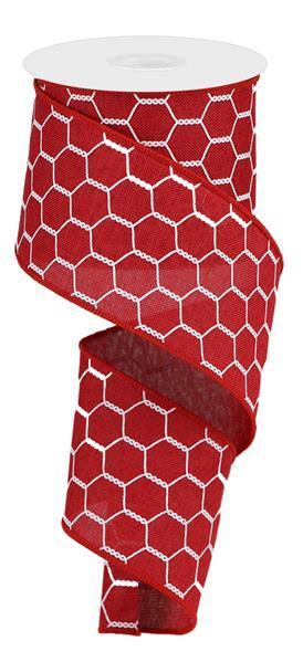 2.5"X10YD RED AND WHITE CHICKEN WIRE ON ROYAL - RGA108660