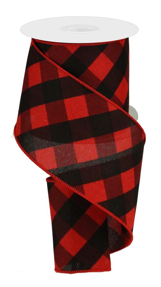 4"X10YD BOLD CHECK ON ROYAL - RED/BLACK/GREY - RGA113024