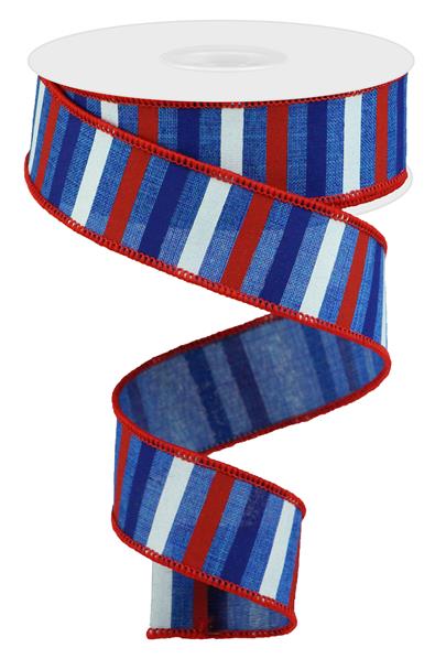 1.5"X10YD HORIZONTAL STRIPE - ROYAL BLUE, RED, BLUE AND WHITE - RGA120425