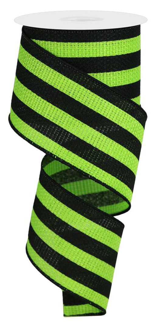 2.5"X10YD VERTICAL STRIPE ON CROSS ROYAL - LIME GREEN/BLACK - RGA1259LT