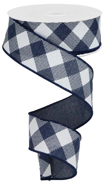 1.5"X10YD DIAGONAL CHECK ON ROYAL - NAVY BLUE/WHITE - RGA126419