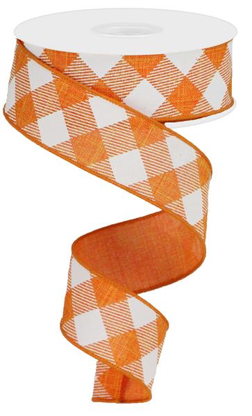 1.5"X10YD DIAGONAL CHECK ON ROYAL - ORANGE/WHITE - RGA126420