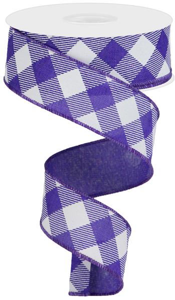 1.5"X10YD DIAGONAL CHECK ON ROYAL - PURPLE/WHITE - RGA126423