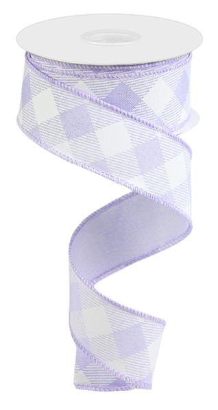 1.5"X10YD DIAGONAL CHECK - LIGHT LAVENDER AND WHITE - RGA1264NR