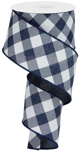 2.5"X10YD DIAGONAL CHECK - NAVY BLUE AND WHITE - RGA126519