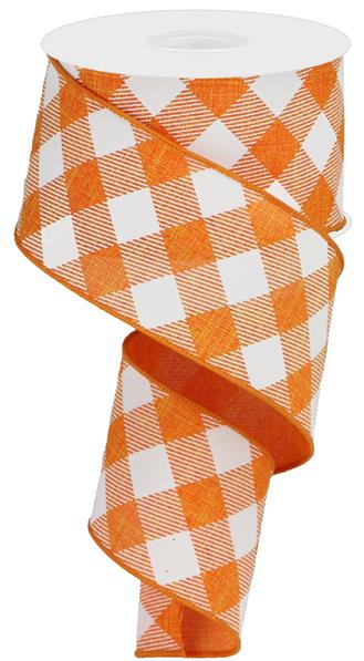 2.5"X10YD DIAGONAL CHECK ON ROYAL - ORANGE/WHITE - RGA126520