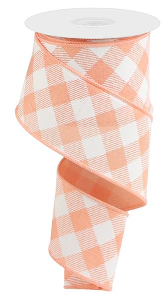 2.5"X10YD DIAGONAL CHECK - PEACH AND WHITE - RGA126521