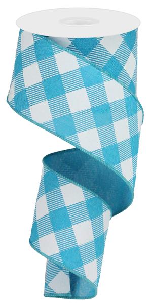 2.5"X10YD DIAGONAL CHECK - TURQUOISE AND WHITE - RGA1265A2