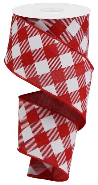 2.5"X10YD DIAGONAL CHECK ON ROYAL - RED/WHITE - RGA126824