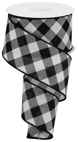 2.5"X10YD DIAGONAL CHECK - WHITE AND BLACK - RGA127127