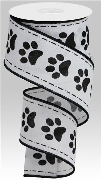 2.5"X10YD PAW PRINTS ON ROYAL - RGA132227