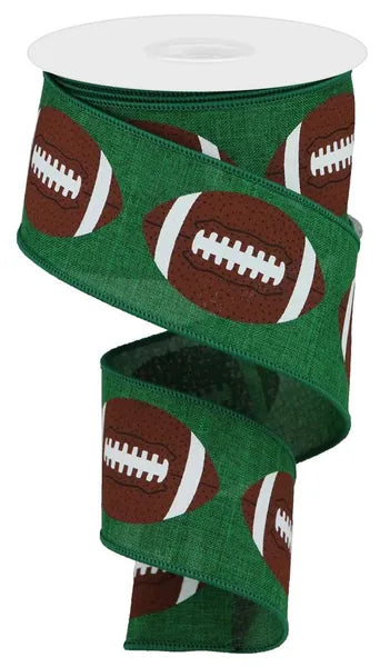 2.5"X10YD FOOTBALLS ON ROYAL-EMERALD/BROWN/WHITE-RGA136906