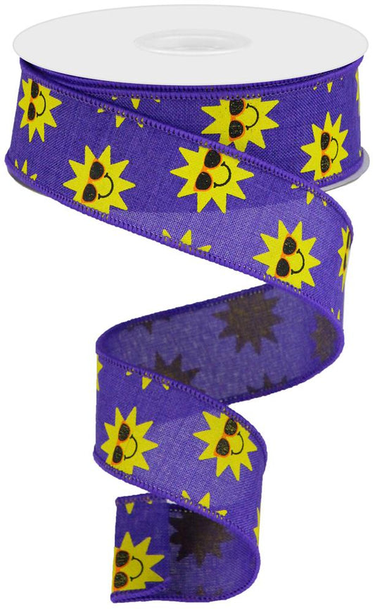 1.5"X10YD SUNSHINE ON ROYAL - PURPLE/DK YLLW/ORNG/BLK - RGA137823