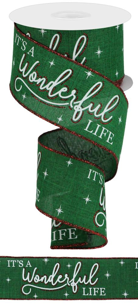 2.5"X10YD IT'S A WONDERFUL LIFE/ROYAL - EMERALD/WHITE/RED - RGA138806