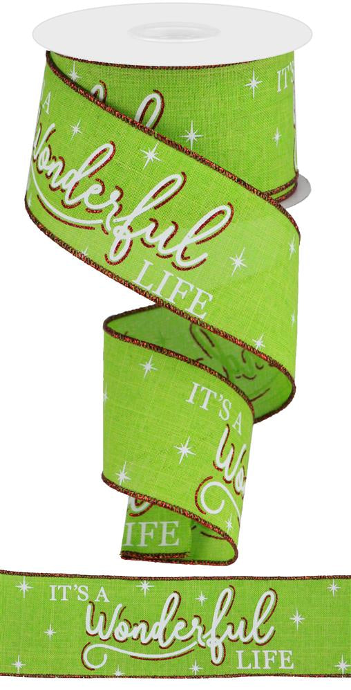 2.5"X10YD IT'S A WONDERFUL LIFE/ROYAL - LIME/WHITE/RED - RGA1388E9