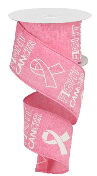 2.5"X10YD FIGHT CANCER ON ROYAL - PINK/WHITE - RGA141422