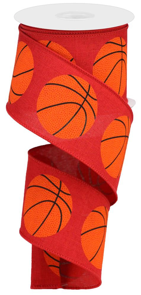 2.5"X10YD BOLD BASKETBALL ON ROYAL - RED/ORANGE/BLACK - RGA151624