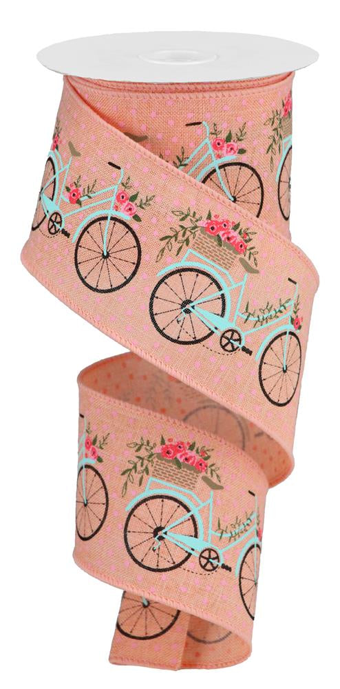 2.5"X10YD BICYCLE ON ROYAL - PEACH/MULTI - RGA164021