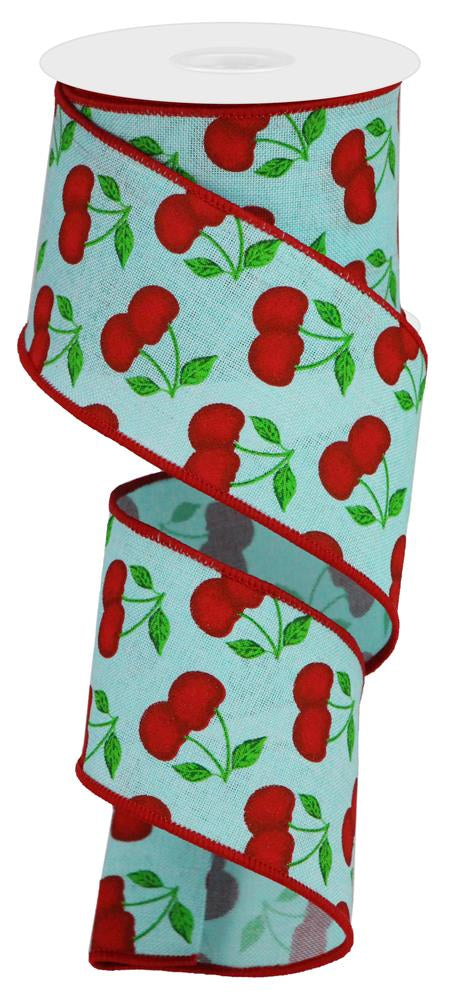 2.5"X10YD CHERRIES ON ROYAL - ICE BLUE/RED/GREEN - RGA1644EX