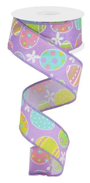 1.5"X10YD EASTER EGGS ON PURPLE ROYAL - RGA165673