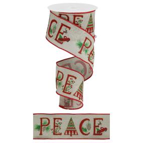 2.5"X10YD "PEACE" CHRISTMAS ON ROYAL - LT NAT/RD/BRN/GRN/BLK/GLD - RGA1701NF